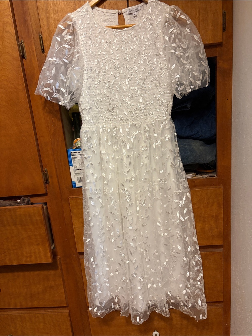 Baltic Born White Embroidered Tulle Women’s Dress
